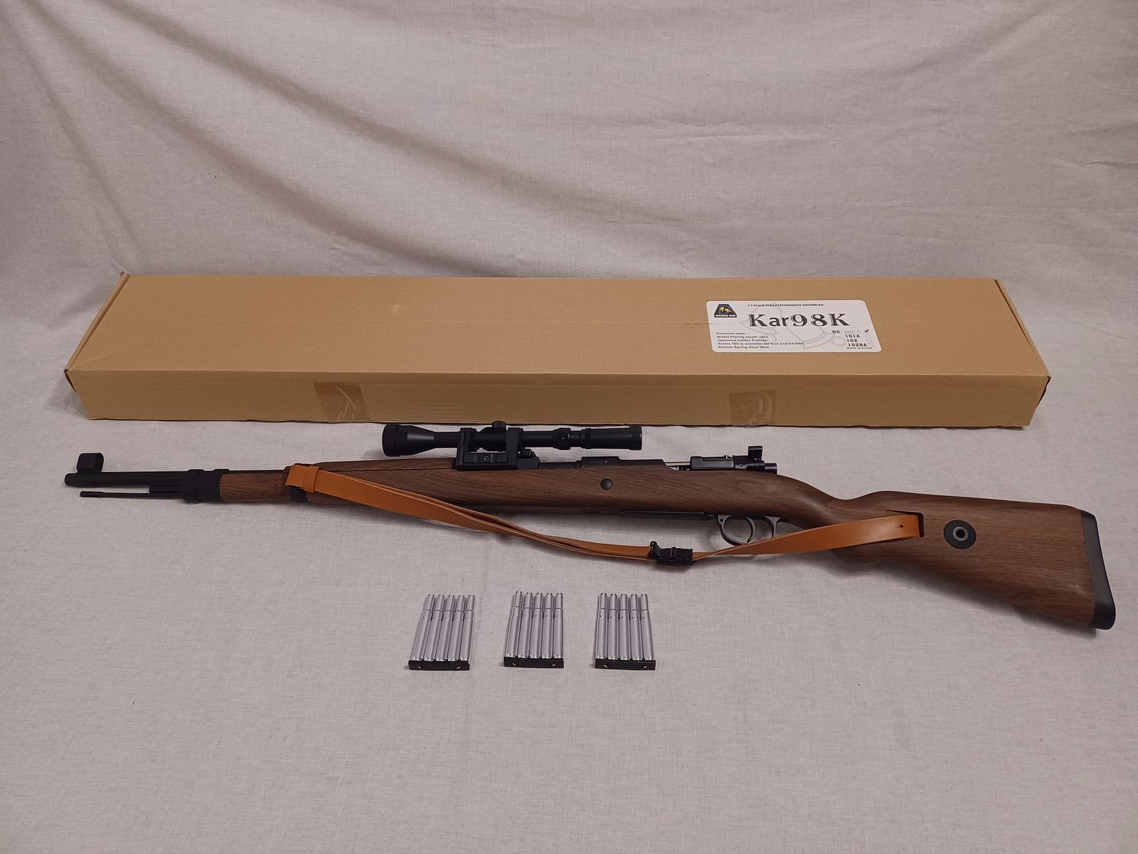 Double Bell Karabiner 98K / Bolt-Action Springer mit Hülsenauswurf / Zielfernrohr / 6 mm BB / Airsoft / Karabiner / OVP (163)