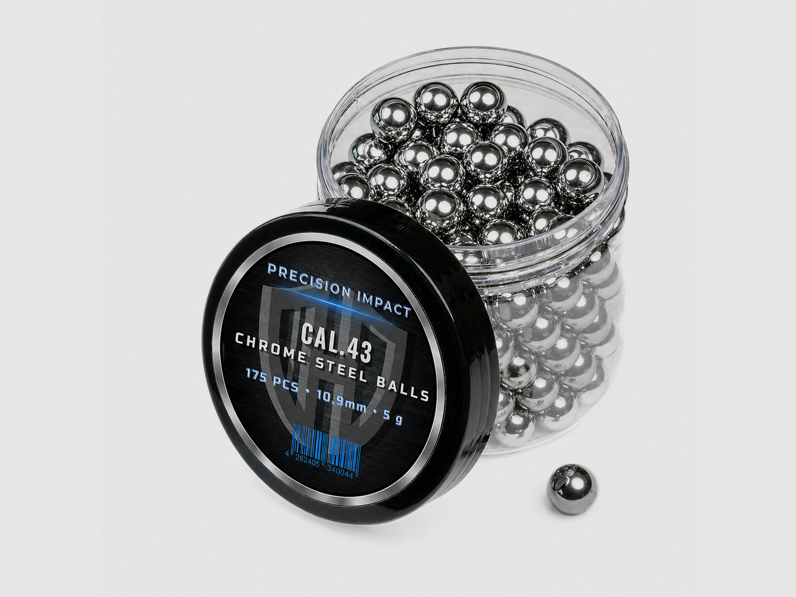 175x CHROM STEEL BALLS CAL.43 | PRECISION IMPACT | Walther PPQ | TPM1 | Glock17 | 5g