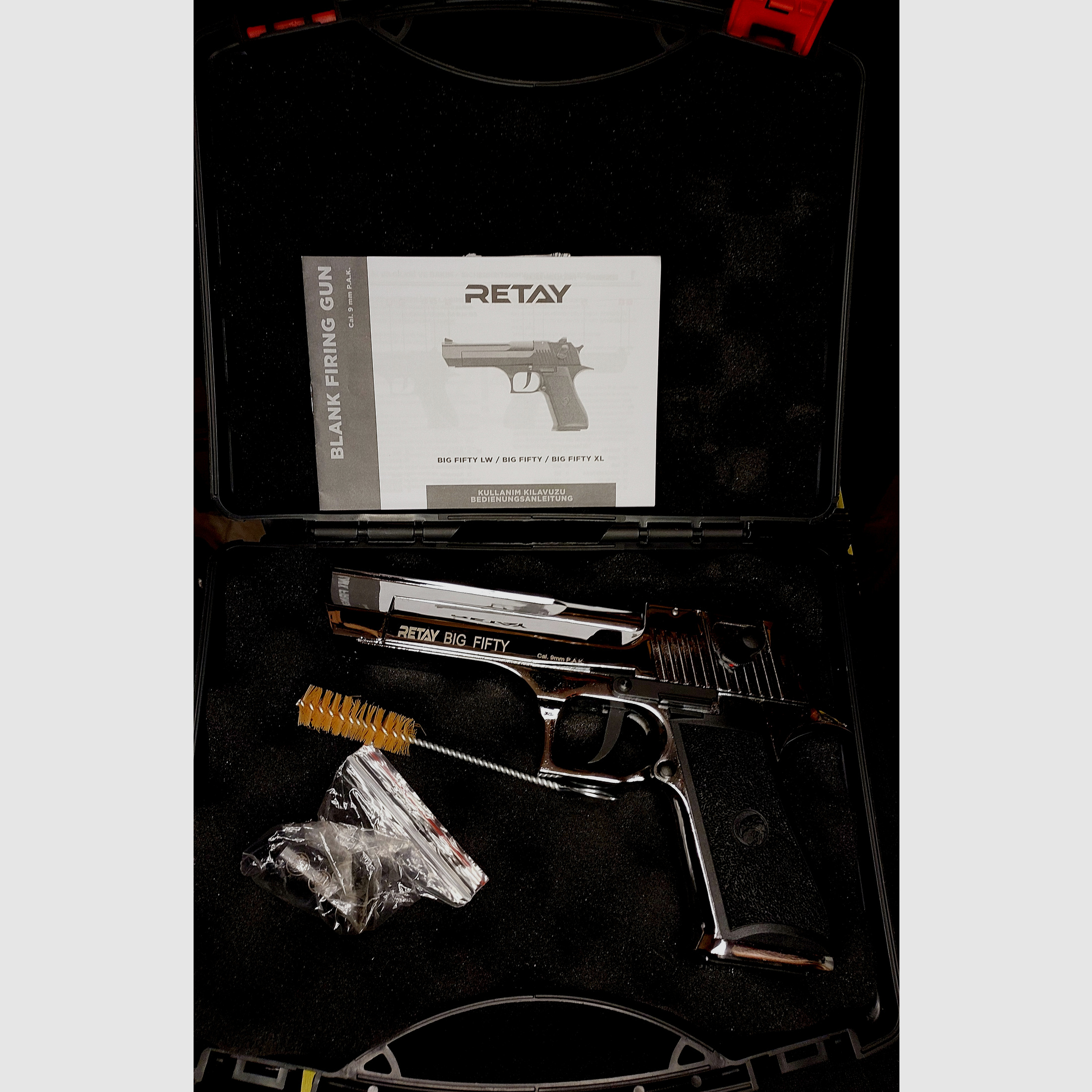 Retay Big Fifty Schreckschusspistole 9mm P.A.K. Chrom-Finish (PTB 1074) wie neu!