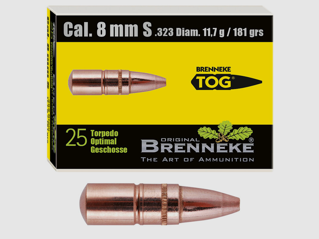 Brenneke Geschoss 8mm S (.323) TOG 11,7g / 180grs 25 Stück