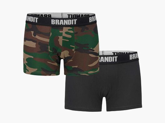 Brandit Boxers 2-pack logo - Noir / S Hommes