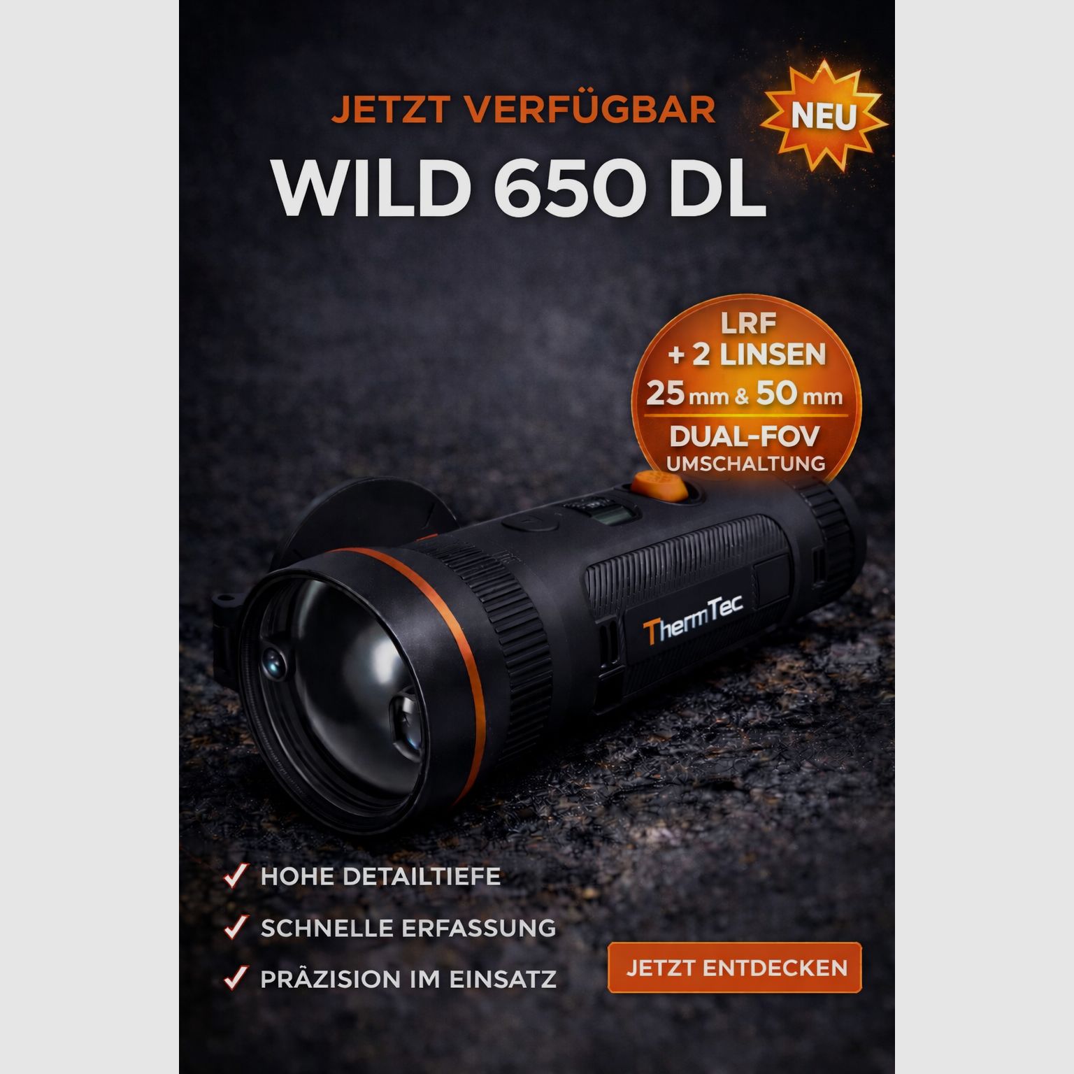 ThermTec WILD 650DL Pro – Dual-Field Wärmebildkamera mit LRF – NEU