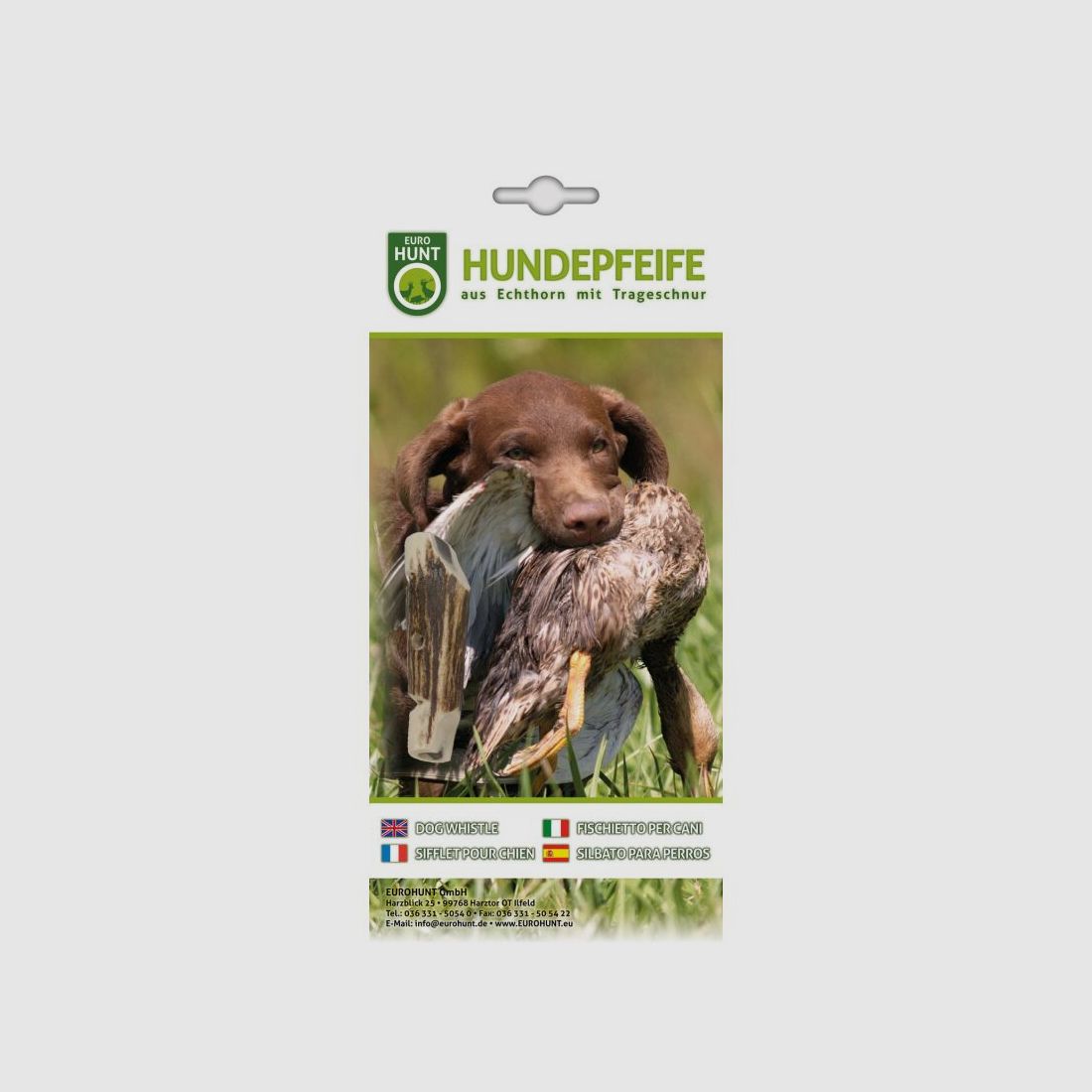 Eurohunt Hundepfeife Hirschhorn Länge ca. 7cm