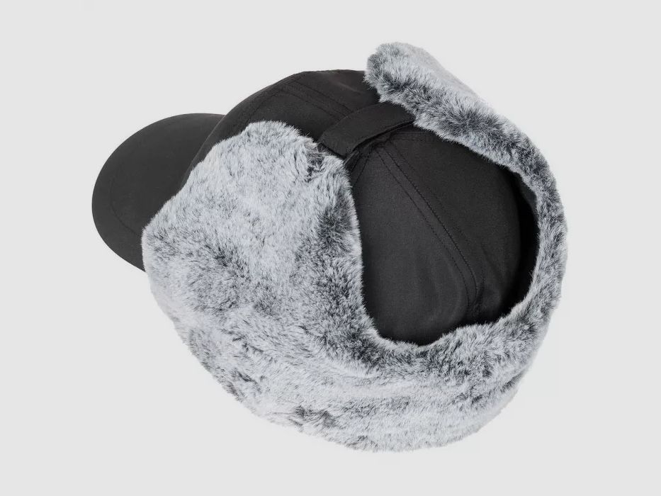 Cappello invernale "Trapper" con pelliccia sintetica, Nero