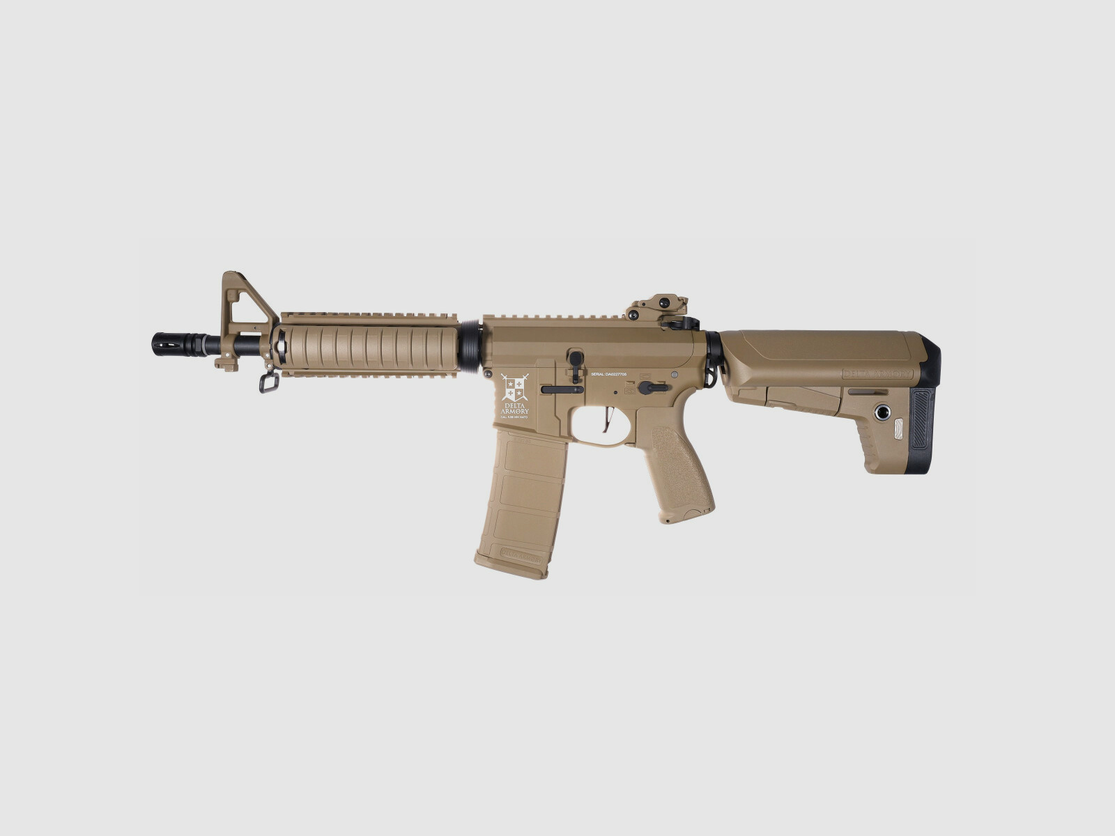 AR15 CQB-R ALPHA Metallo Completo Delta Armory Tan S-AEG Fucile Airsoft Libero da 18 Anni