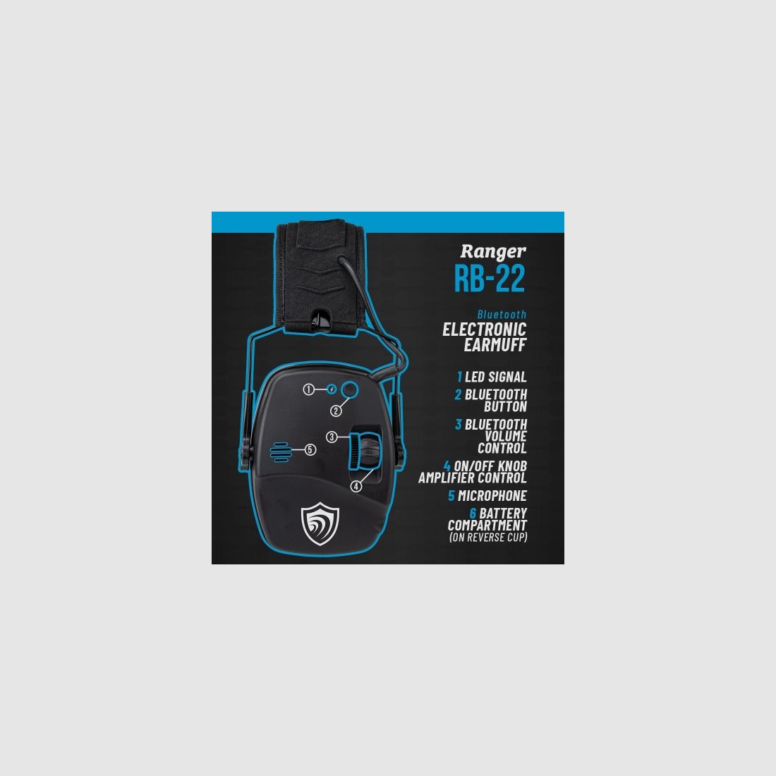 Protection auditive active Otis avec Bluetooth, noire
