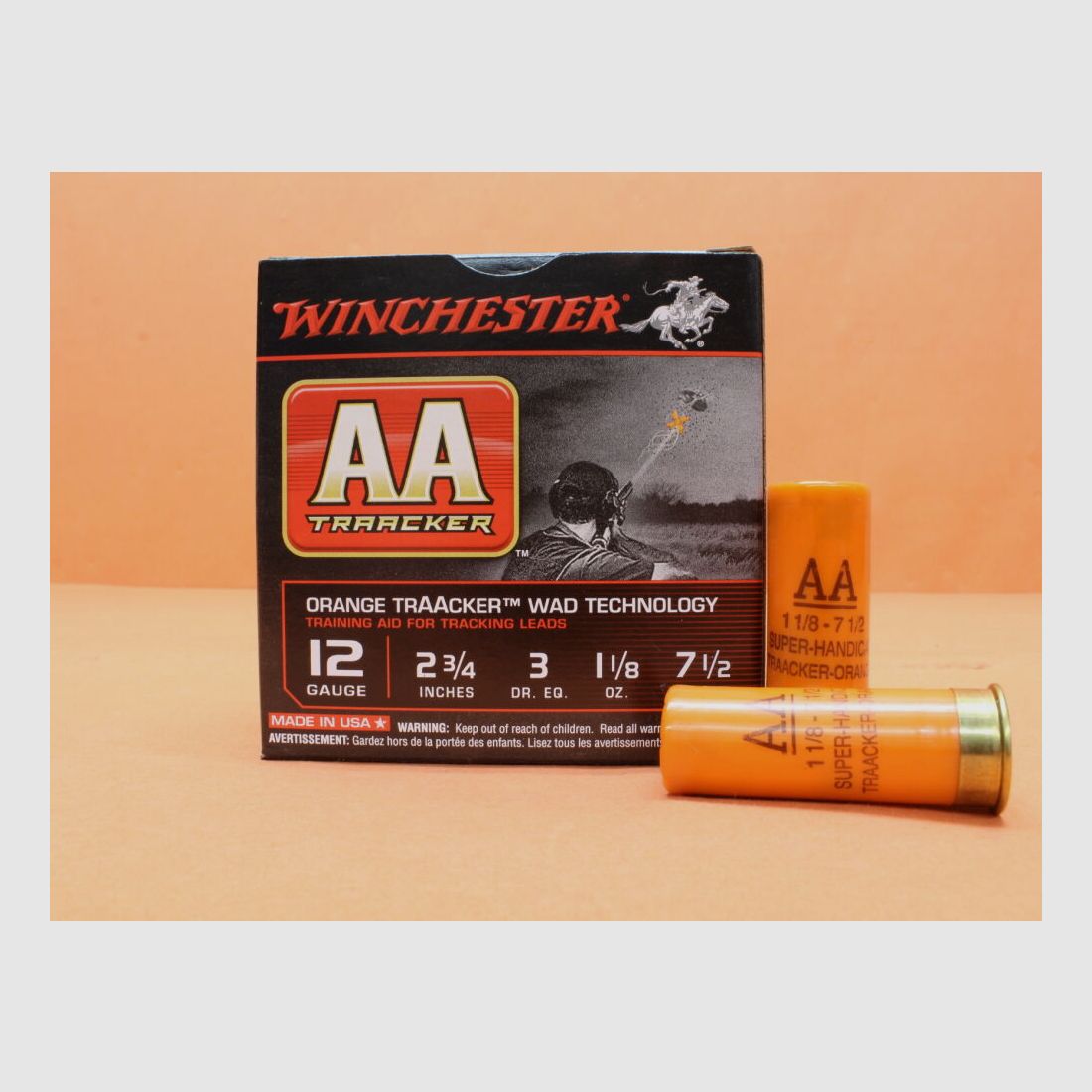 Winchester Patrone 12/70 Winchester 32g 2,4mm/ No.7,5 7x VE 25 = 175 Patronen (TRAACKER) orange