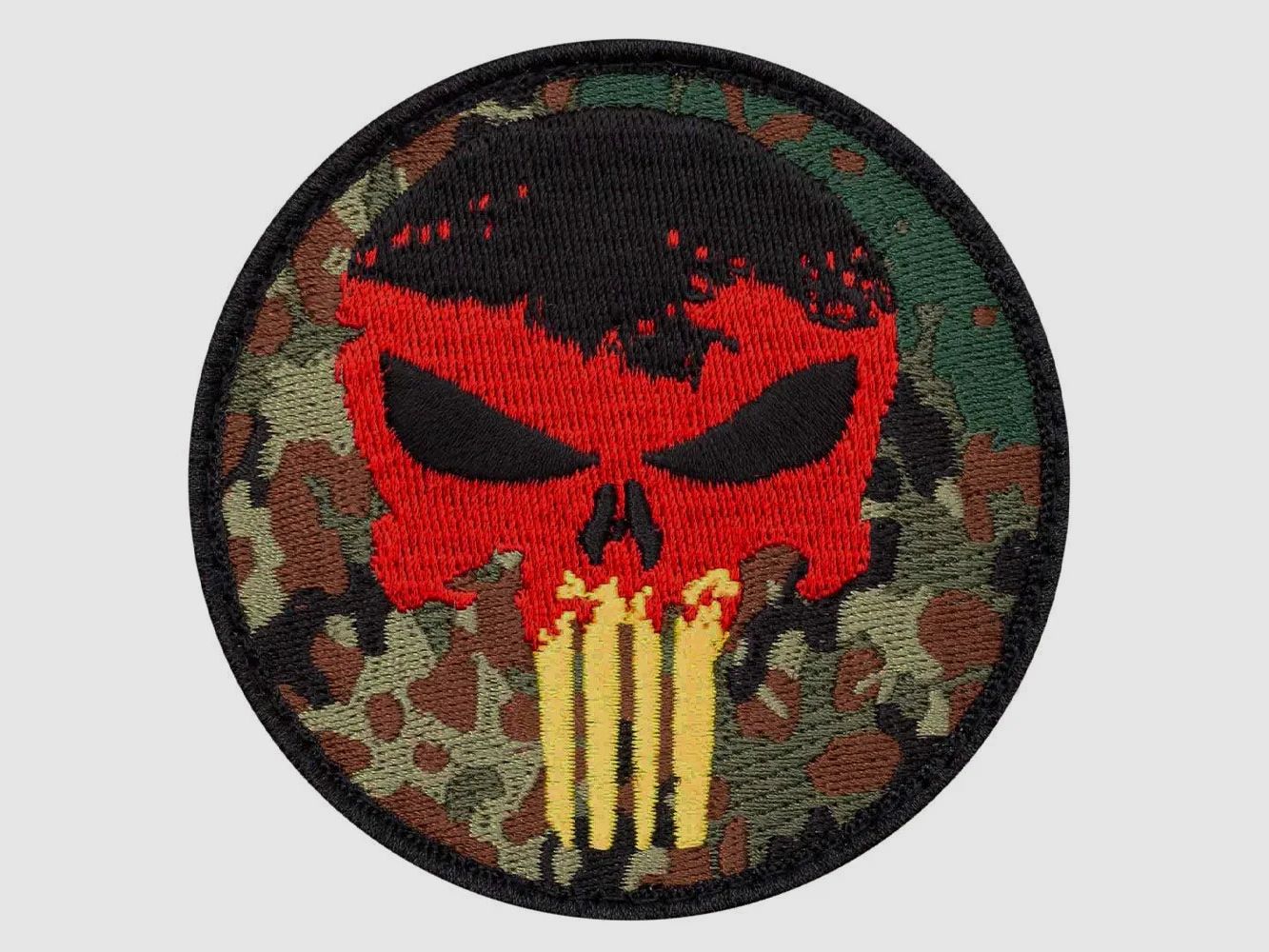 Café Viereck Café Viereck Patch Punisher Skull tarn schwarz rot goldfarben