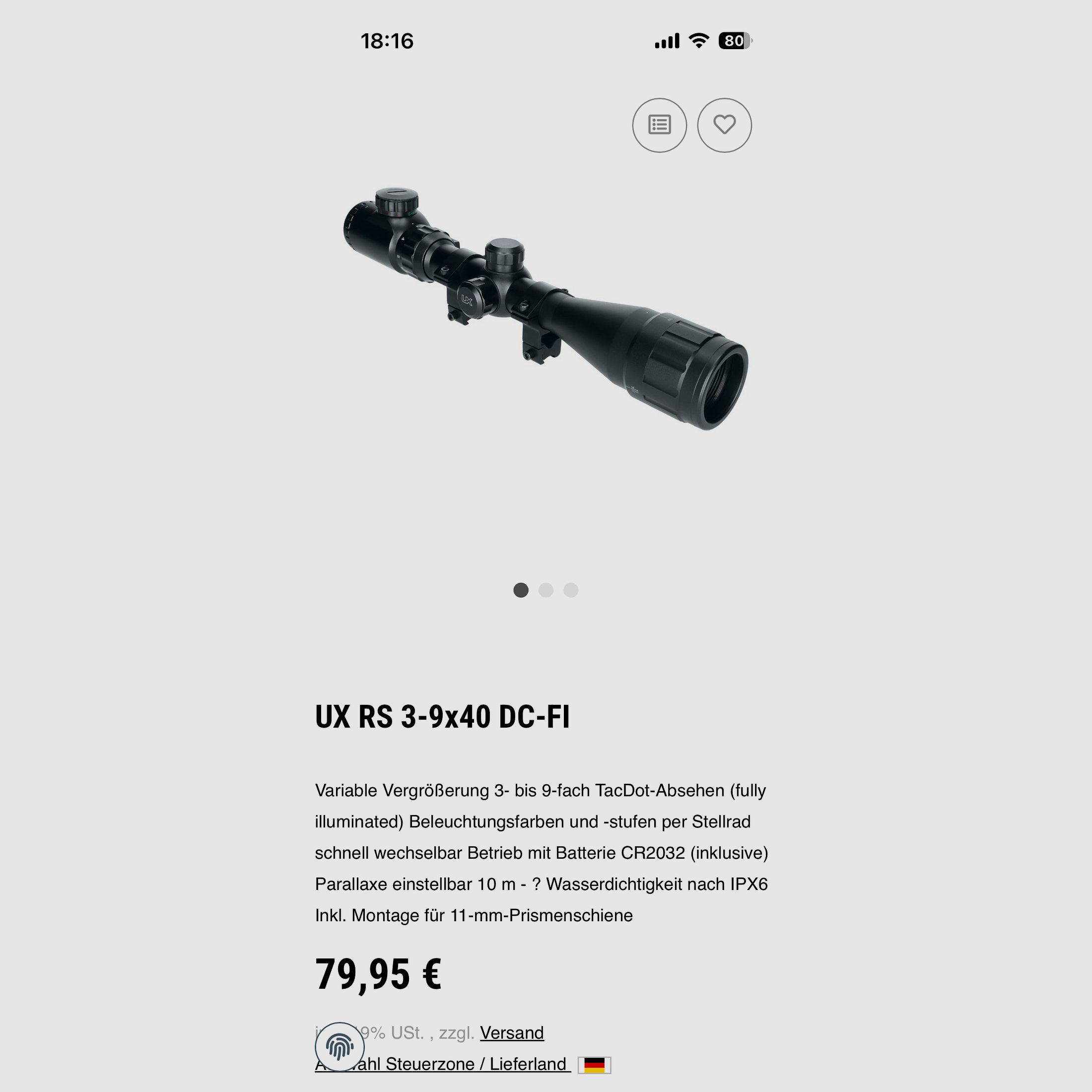   Zielfernrohr   UX  RS 3-9x40 DC-FI