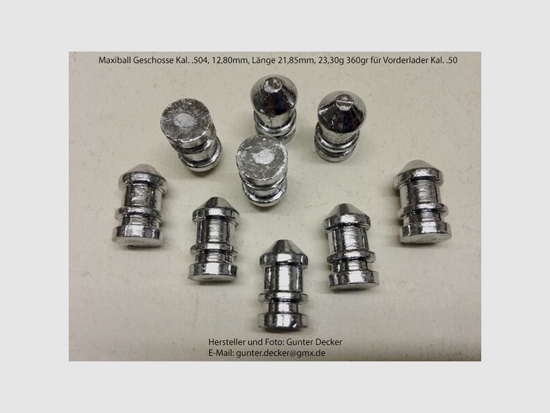 Maxiball Geschosse Kal. .504 12,80mm 360gr Vorderlader Gewehre .50
