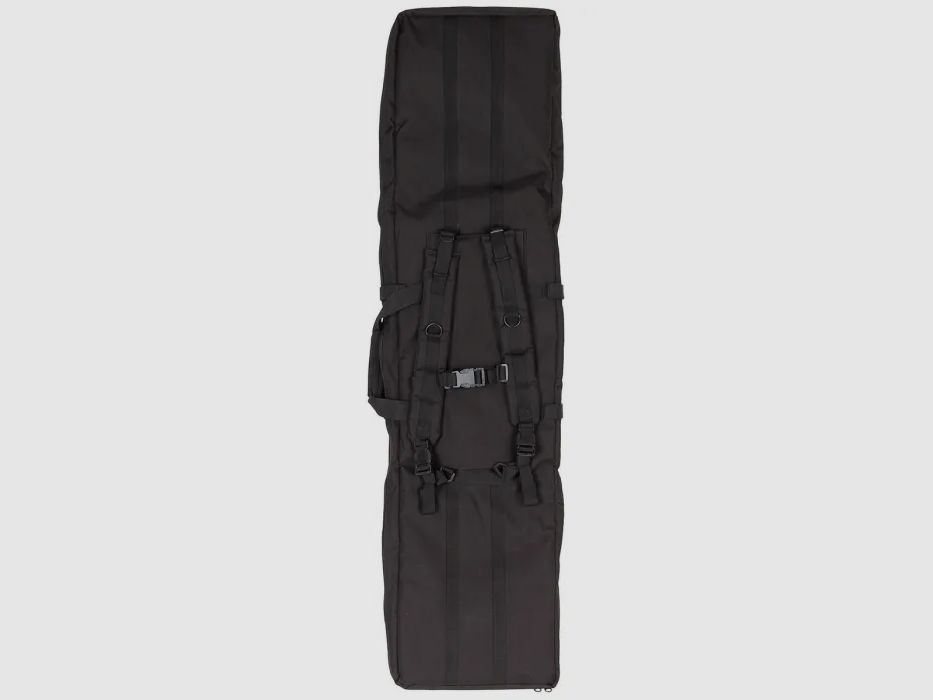 Rifle bag for 2 long guns up to 140cm, black, with divider and backpack straps