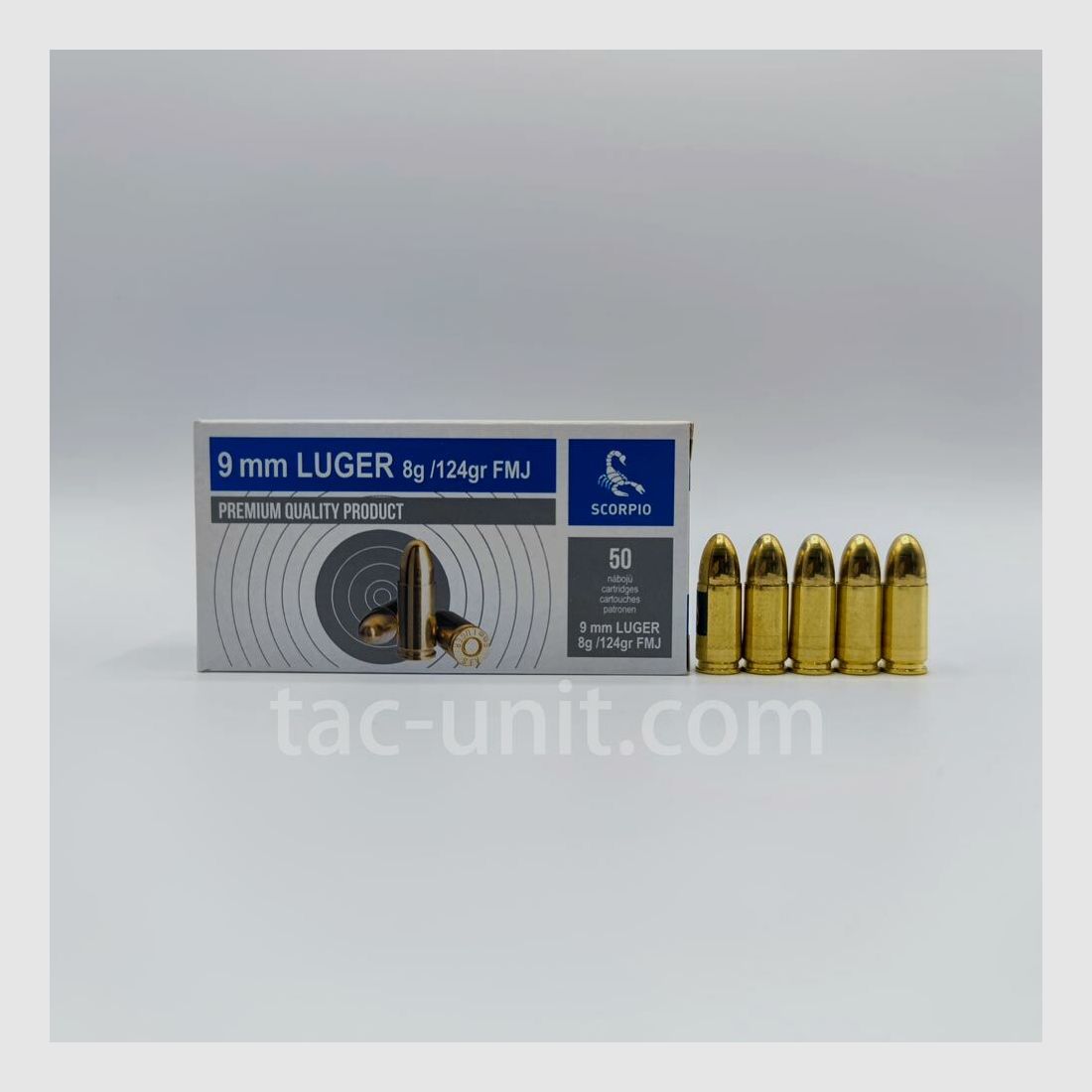 STV 9mm Luger FMJ 124grs 8,0G 1000 patronen