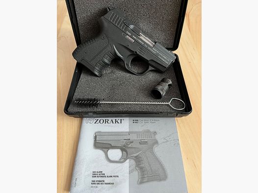 Zoraki 906 pistola 9mm P.A.K nero-cromo + fondina in pelle IWB