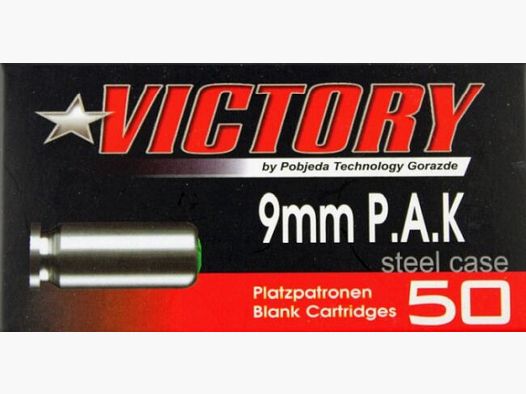 Pobjeda Technology Victory Platzpatronen Kal. 9 mm P.A.K. Platzpatronen - 50 Stück