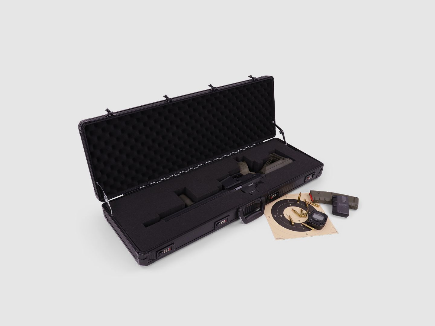 Winter rifle case W13 - 93 cm interior length - 1 long gun - 4 combination locks - grid (Night)