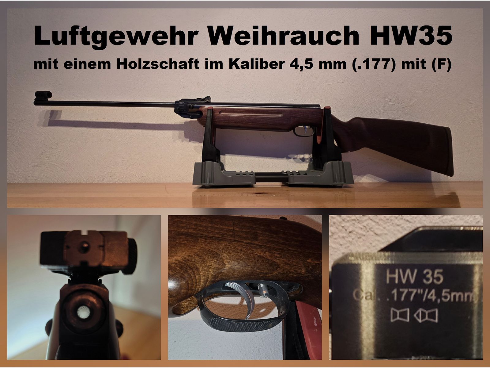Luftgewehr Weihrauch HW 35 mit offener Visierung im Kaliber 4,5 mm