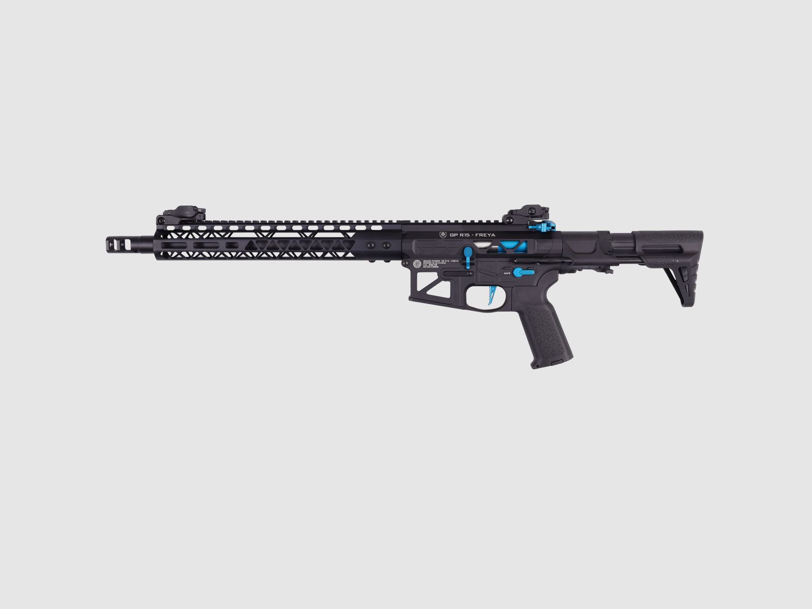 GP R15 FREYA ALPHA Full Skeleton PDW 13" gen.2 M-LOK Czarny/Niebieski S-AEG Wolny od 18 lat -F- | Delta Armory