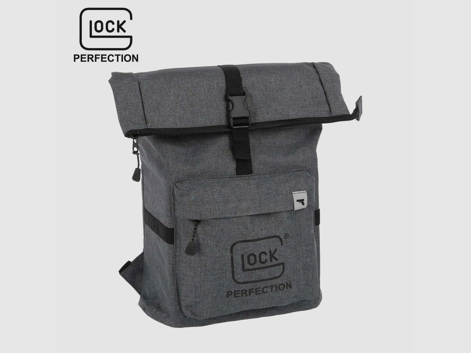 Glock Rucksack „Perfection“ – Grau – wasserdicht beschichtet – 32×14×41 cm