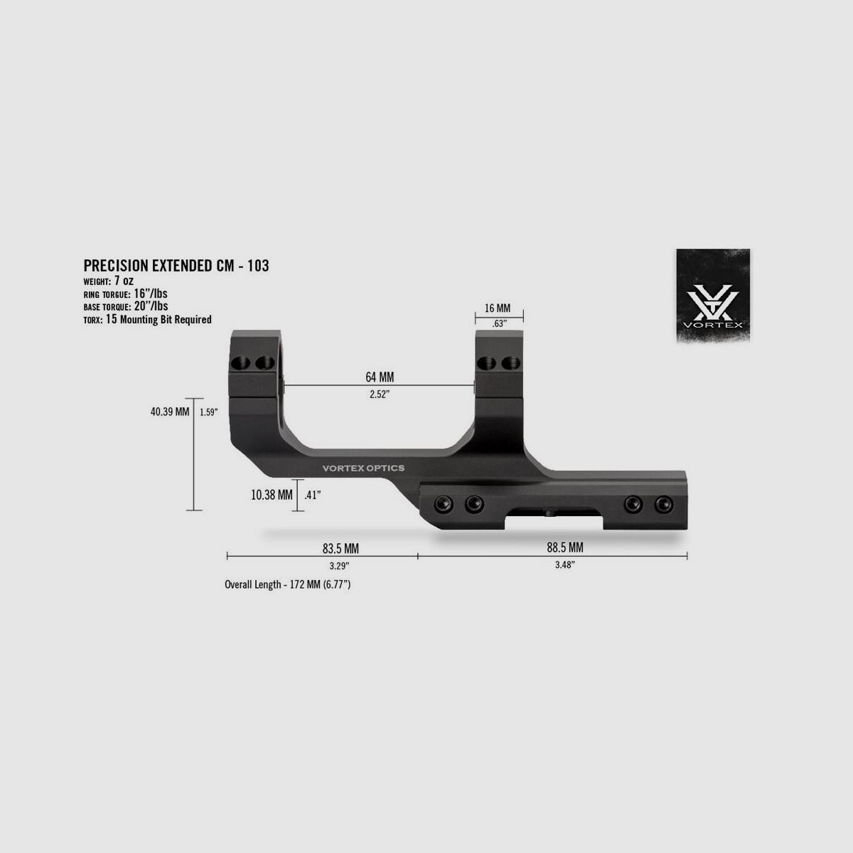 Cantilever Ring Mount 1 Inch (3 Inch Offset)