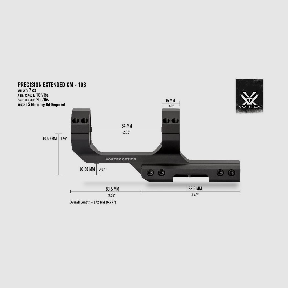 Cantilever Ring Mount 1 Inch (3 Inch Offset)