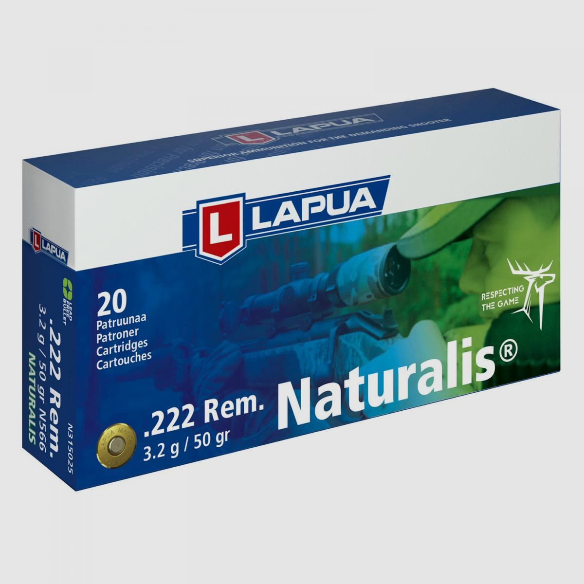Lapua .222 Rem. 50GR Naturalis 20 patronen