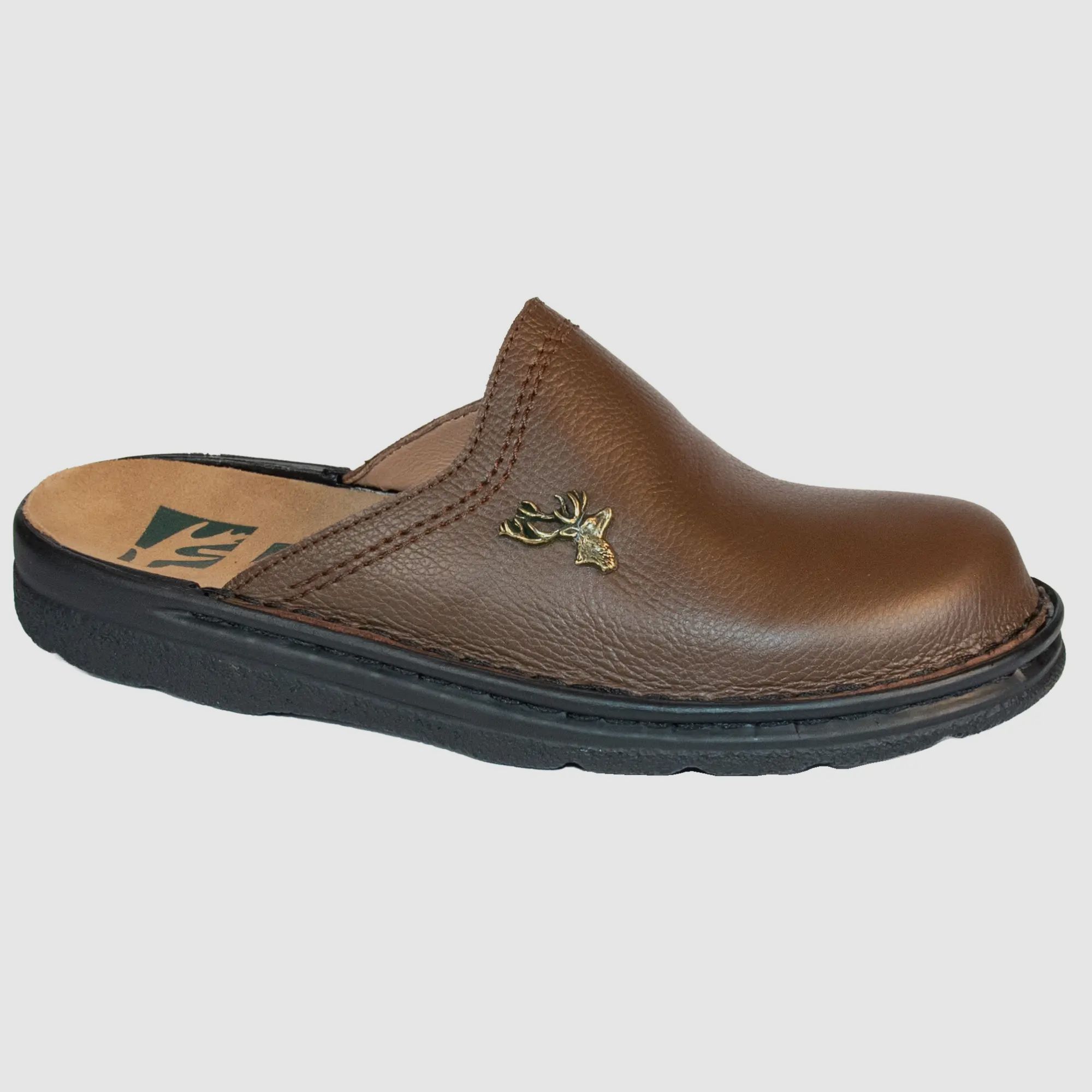 Skórzane buty domowe jeleń (brązowy)