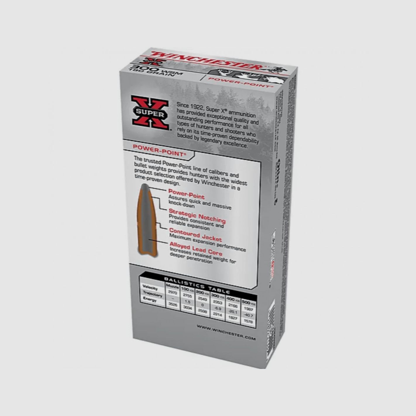 Super X 300 WINCHESTER Court Magnum 180 Grain Power Point Munitie 20 Schoten, afbeelding 3 van 3
