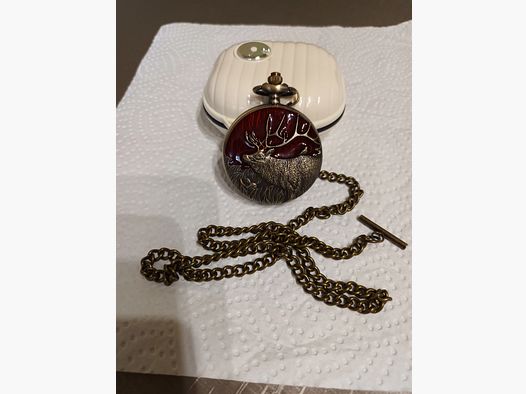 Taschenuhr mit Jagdmotiv neu