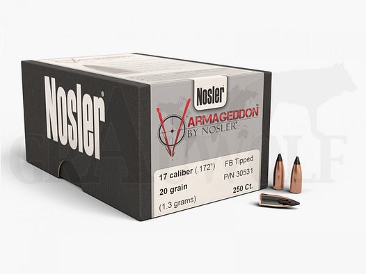 .172 / 4,5 mm 20 gr / 1,3 g Nosler FB Tip Varmageddon Balas 250 Piezas