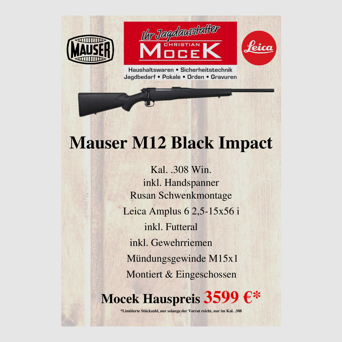 Mauser M12 Black Impact, mit Leica Amplus 6 2,5-15x56 i