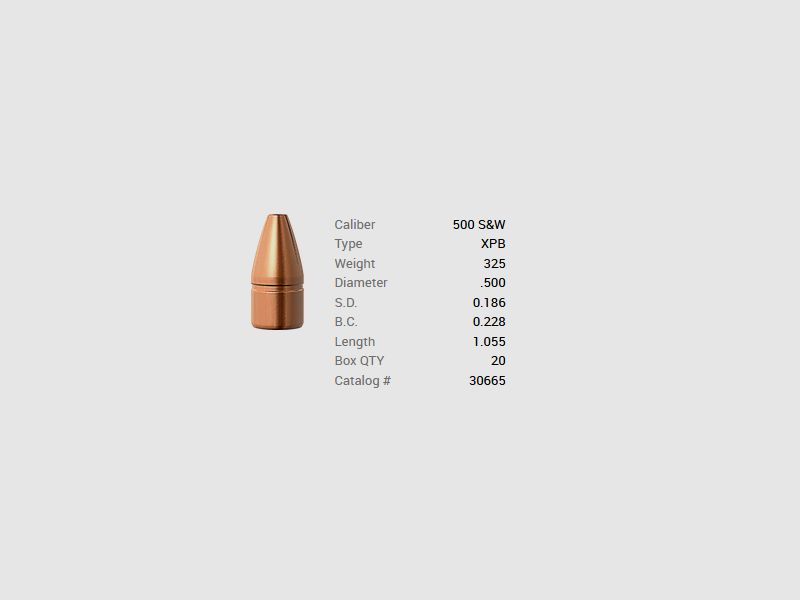 Barnes Geschoss .500 S&W/.500 325GR XPB Pistol FB 20 Stück