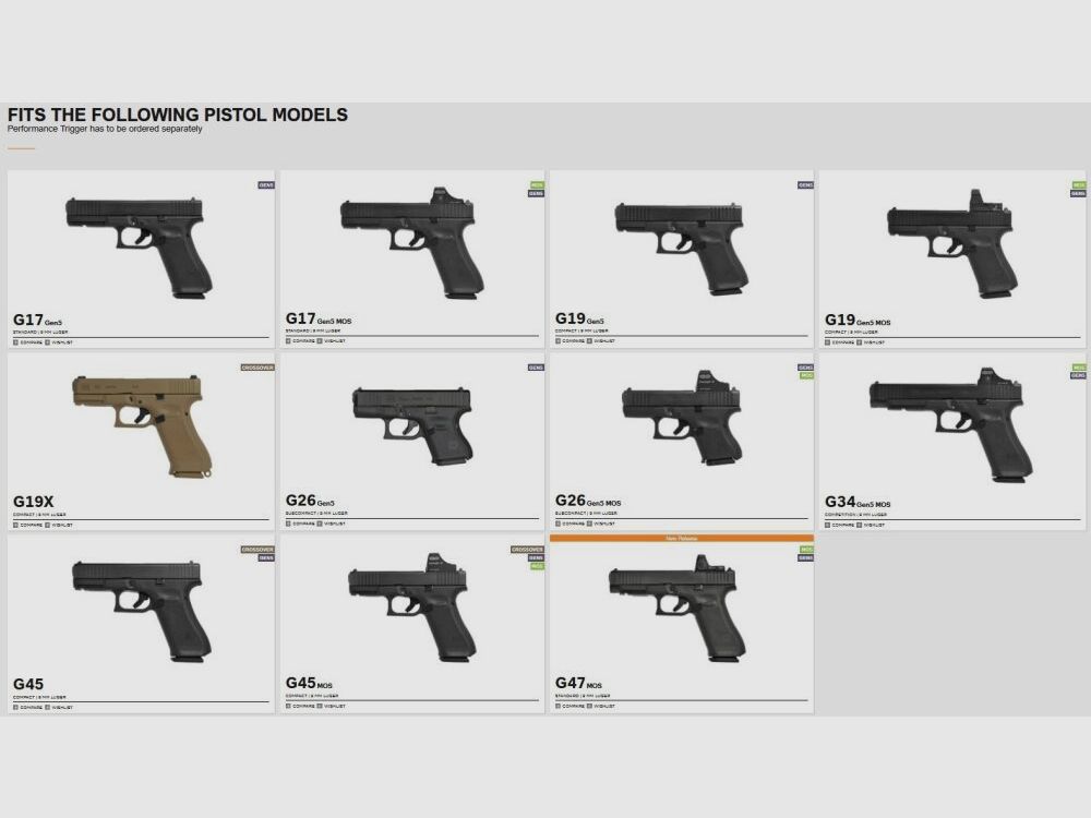 Glock GLOCK Performance-Trigger para GEN-5 Disparador deportivo para pistolas GLOCK de 9 mm Gen5