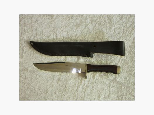 Tolles Bowiemesser - Herbertz Bowie - durchgehende Klinge - in original Lederscheide