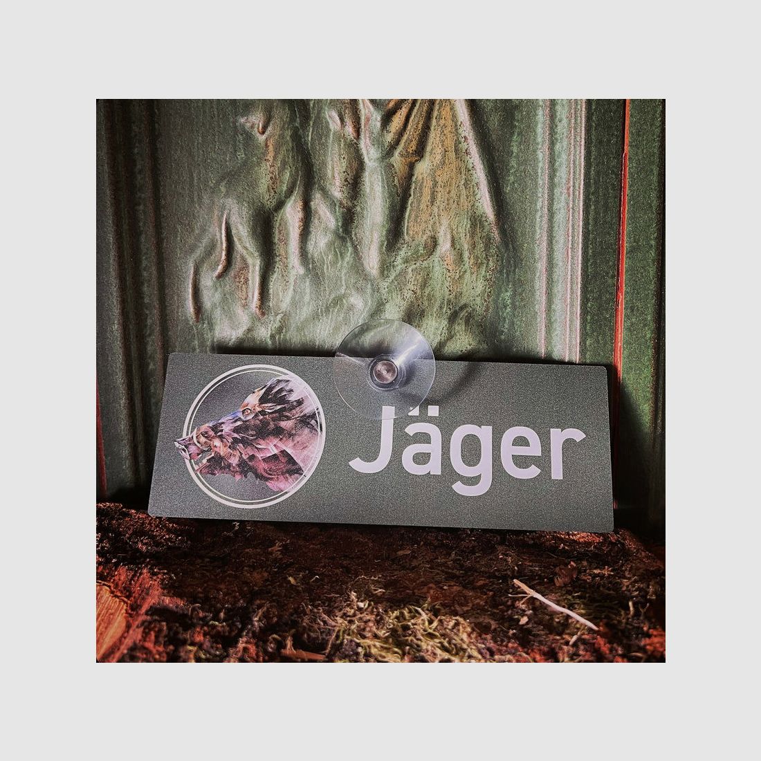 Wilde Hilde Autoschild mit Saugnapf - "Jäger"