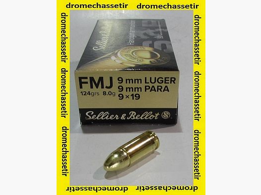 50er Pack Sellier & Bellot Patronen, 9×19 Luger, FMJ, 124 Grain