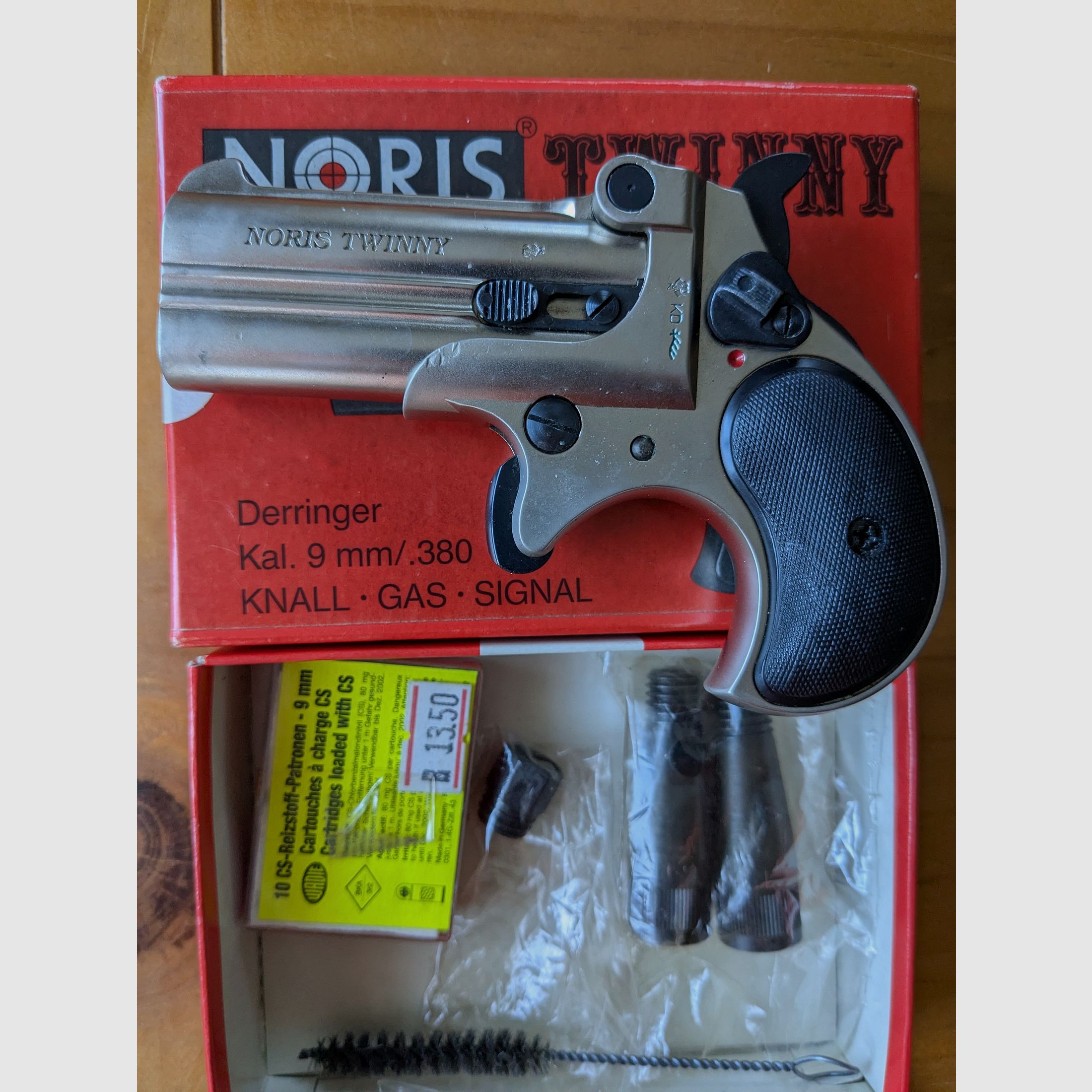 Noris Twinny Derringer Kal.9 mm Knall mit Zubehör, neuwertig
