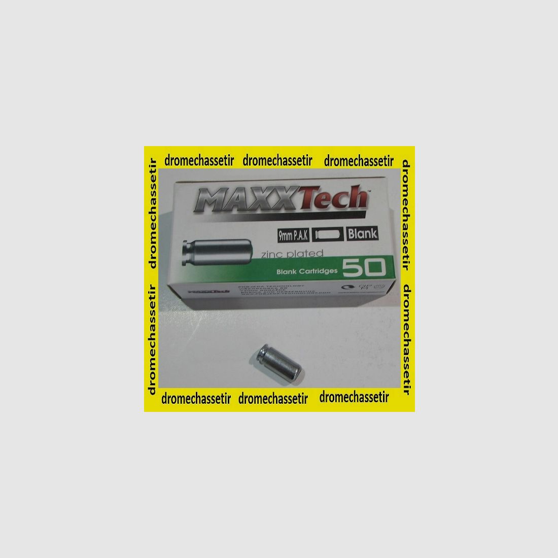 50 Schuss Platzpatronen MAXXTECH, Kal. 9 P.A.K, MAXXTECH
