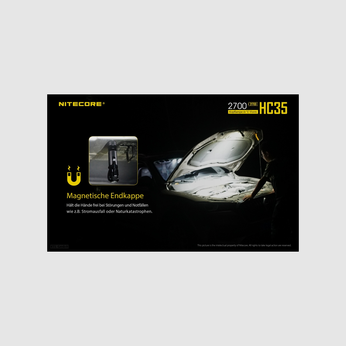 Latarka czołowa Nitecore HC35 w zestawie z NL2140HP