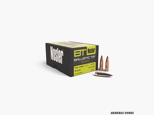 PALLE – NOSLER – BALLISTIC TIP HUNTING 6mm caliber (.243″) Spitzer 90 grain (5.8 grams) (50pz)