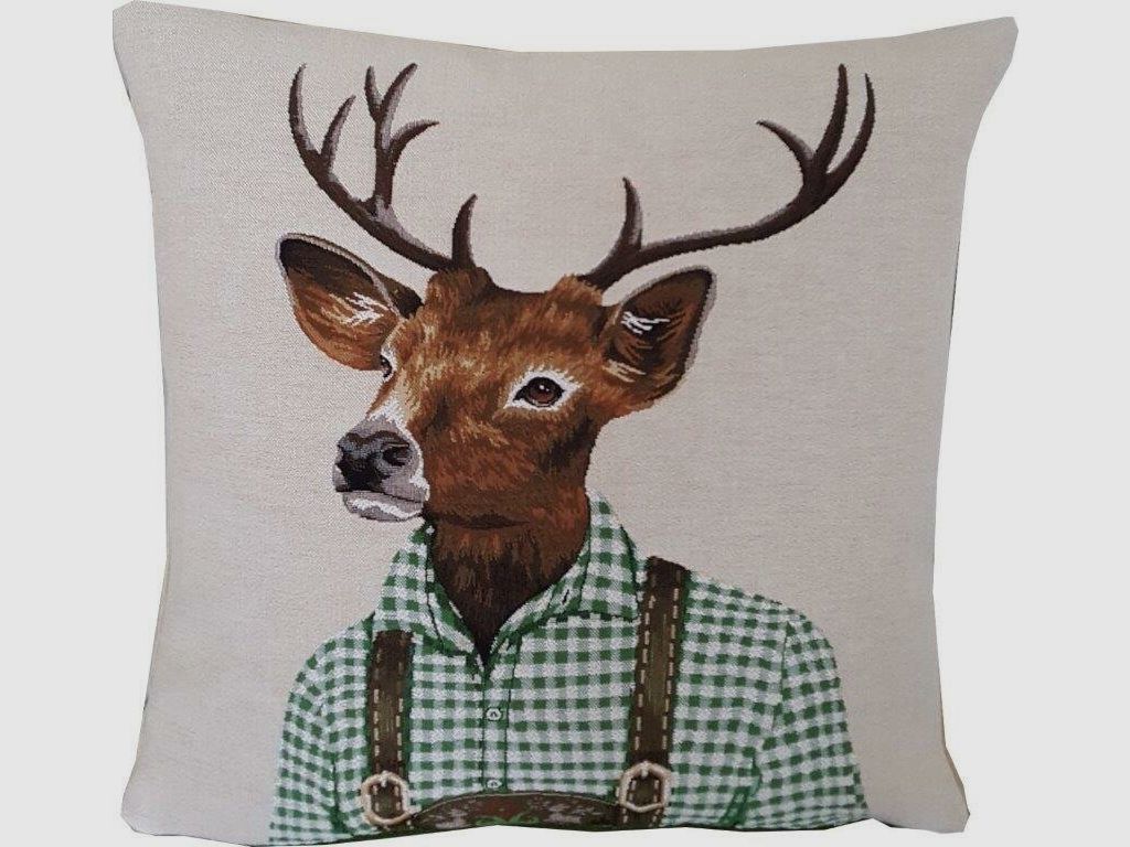 Lovergreen Kissen Motiv Kissen Hirsch Schottenhemd grn