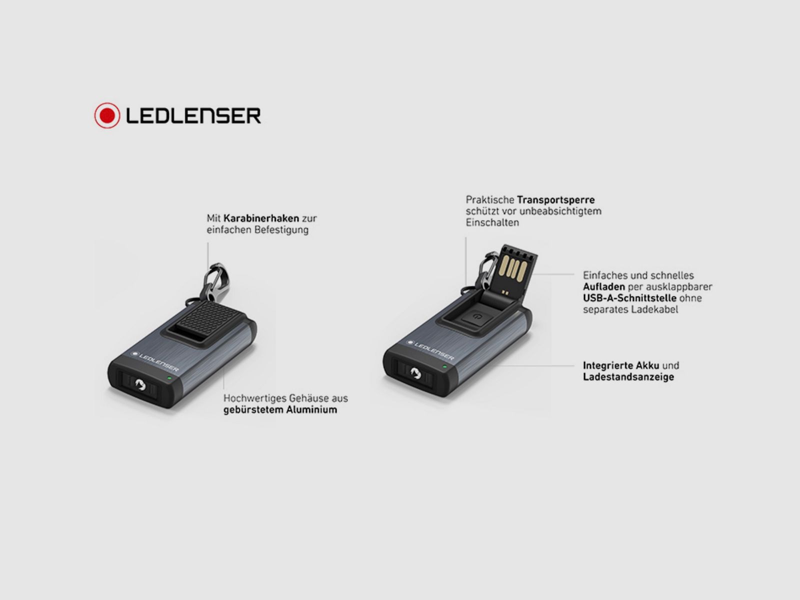 Ledlenser 502574 K4R.2 Schlüsselleuchte 120 Lumen 30 Meter grau