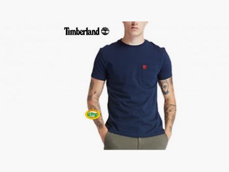 TIMBERLAND T-shirt Dunstan Rive blu marino con tasca sul petto