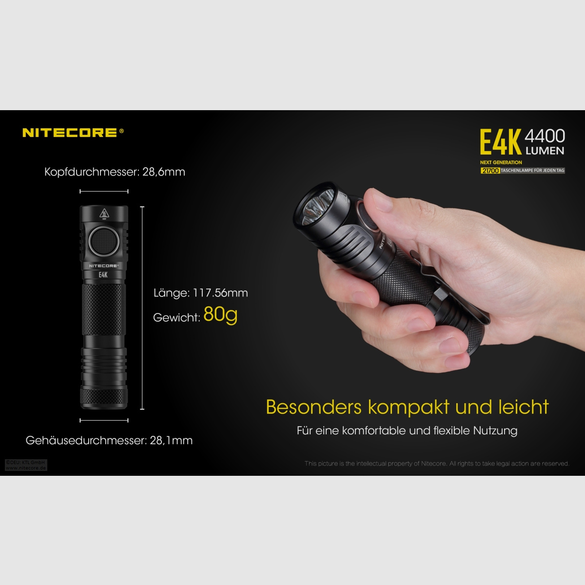 Nitecore E4K flashlight E4K 4400 lumens