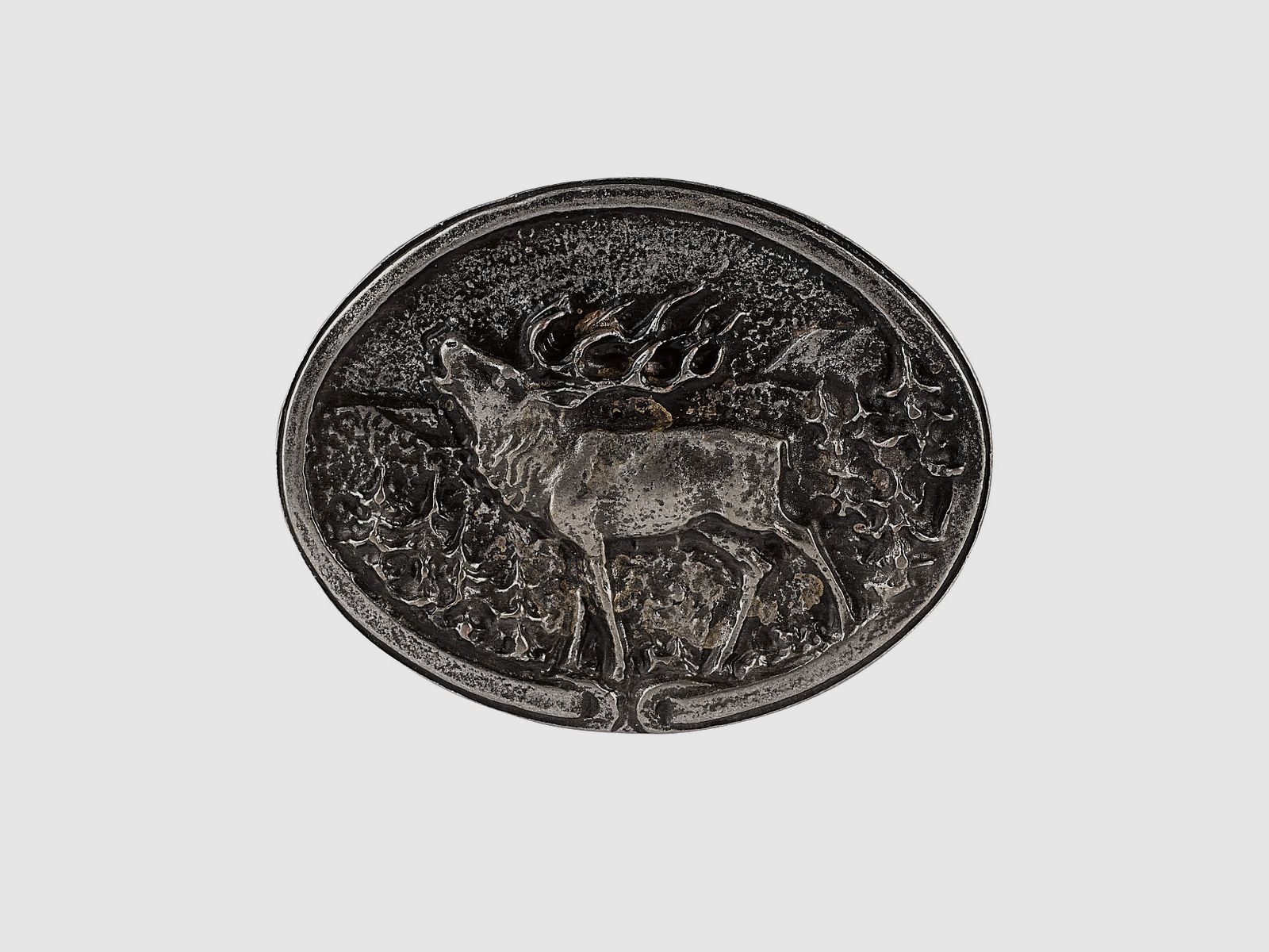 Belt buckle roaring stag