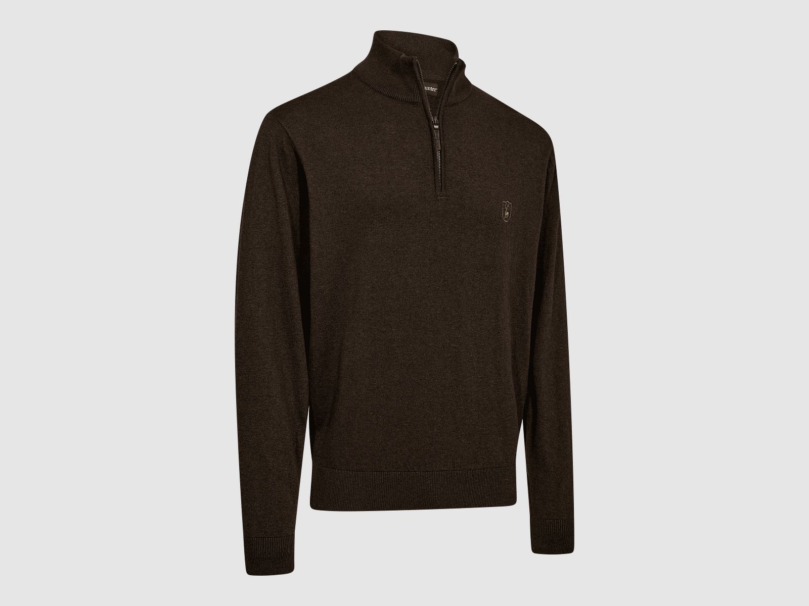 Deerhunter Harrington ½-Zip Knit Brown melange 4XL