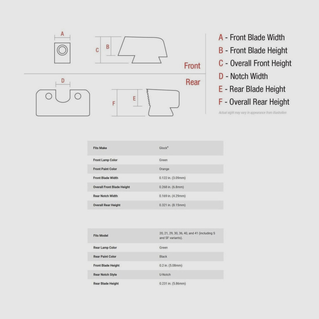 Trijicon N-Visier HD XR Orange Glock 20-36/41