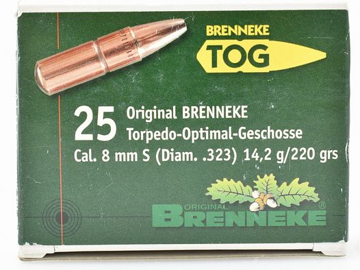 25 Brenneke Geschosse 8mm - 14,2 g. TOG