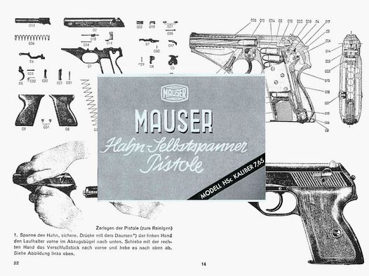 Nachdruck Bedienungsanleitung Pistole Mauser HSC im Cal. 7,65 mm