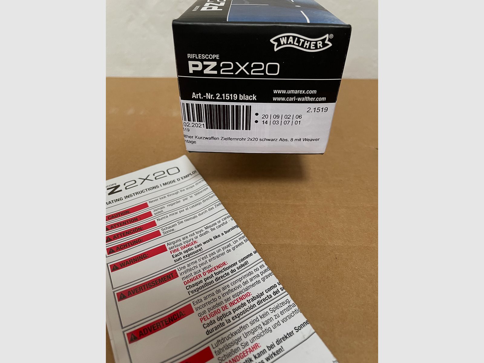 Pistolen-Zielfernrohr Walther PZ 2X20