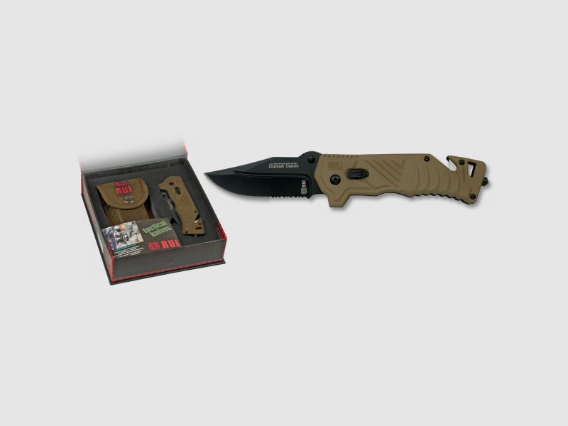Taschenmesser Rettungsmesser RUI Titan beschichtet mit Nylon-Etui